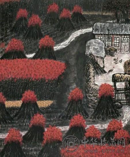 段炼 1988年作 北方的秋天 立轴 设色纸本