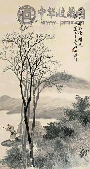 任预 庚子(1900年) 渔翁 立轴 纸本设色