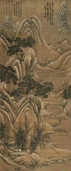 范宽 雪景山水 立轴 设色