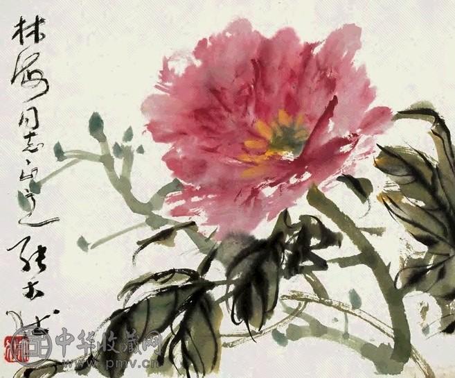 张大壮 花卉 镜框 纸本