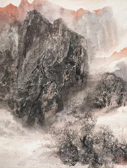 宋雨桂 当代 雨山夕照 设色纸本