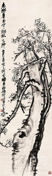 吴昌硕 1915年作 梅花图 立轴 水墨凌本