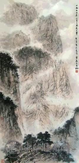 付抱石 山水 立轴 设色