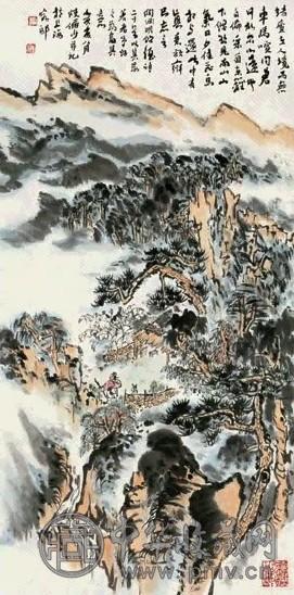 陆俨少 唐人诗意图 立轴 设色