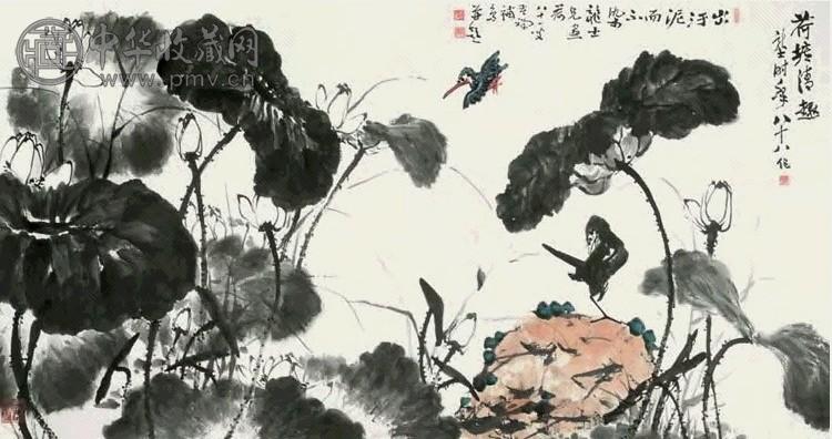 萧龙士 荷塘清趣 镜心 设色