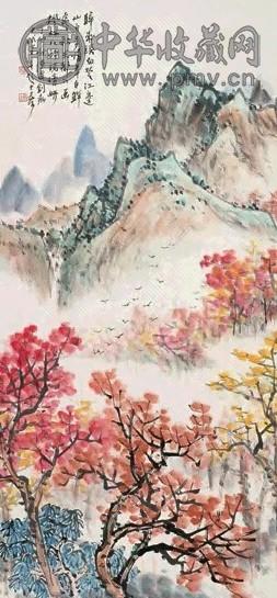 陈国钊 1987年作 秋林晚晴 立轴 设色纸本