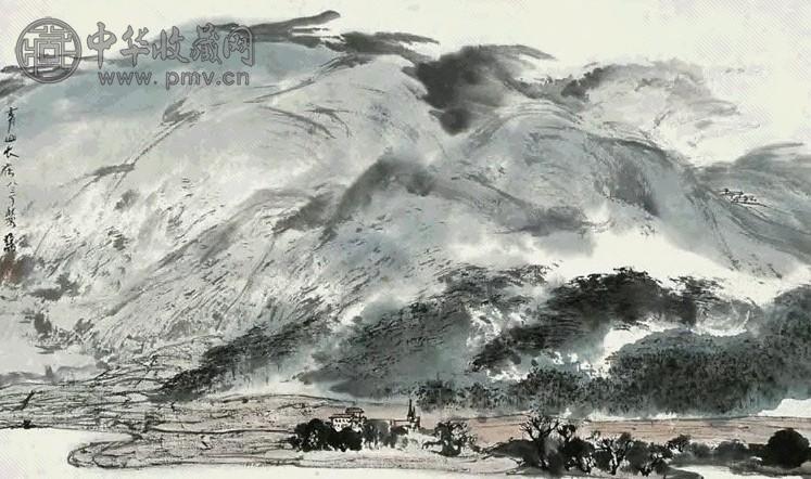 亚明 1983年作 青山长在 镜心 设色纸本