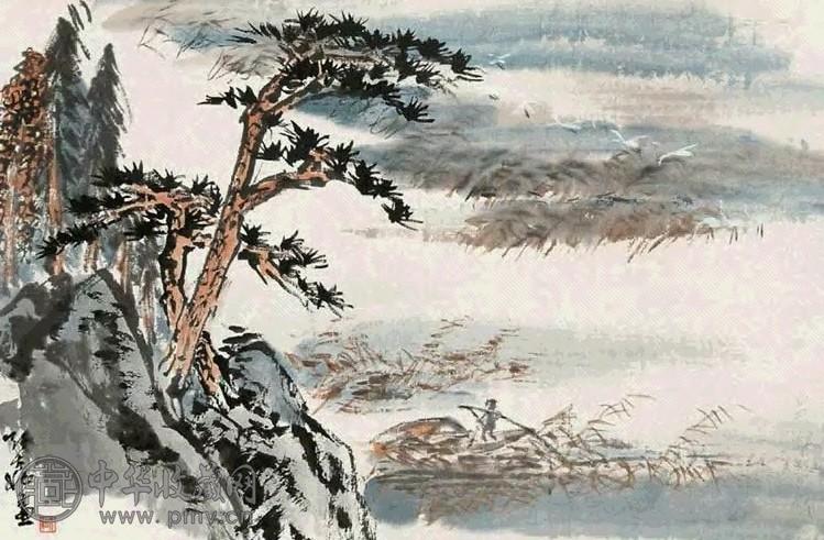 张大壮 山水 镜心 设色纸本