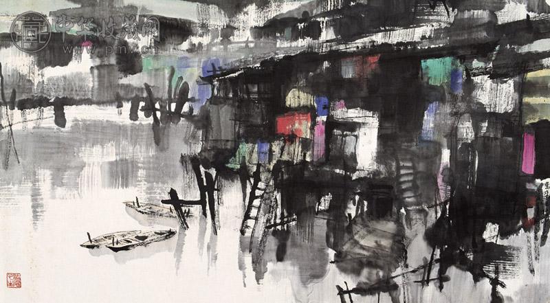 王明明 1986年作 马来渔村印象 镜心 设色纸本