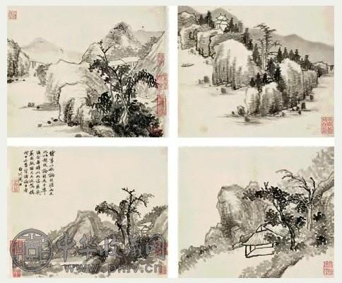 明 周毅 俨然苍翠 册页(12开选4)