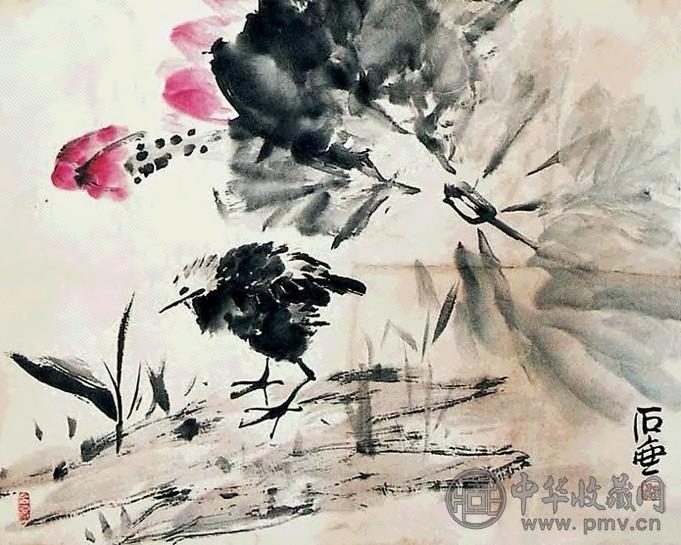 陈子庄 花鸟 立轴 设色纸本