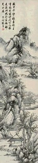 张熊 山水 立轴 设色