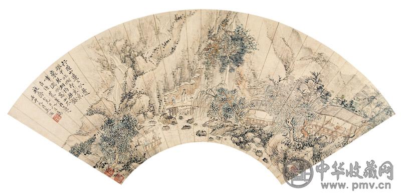 吴伯滔 携琴访友 设色纸本