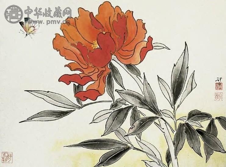 李行百 牡丹 镜心 设色