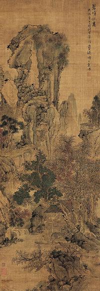 蓝瑛 碧嶂秋高图 立轴 设色绢本