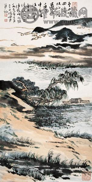 陆俨少 李白诗意图 设色纸本