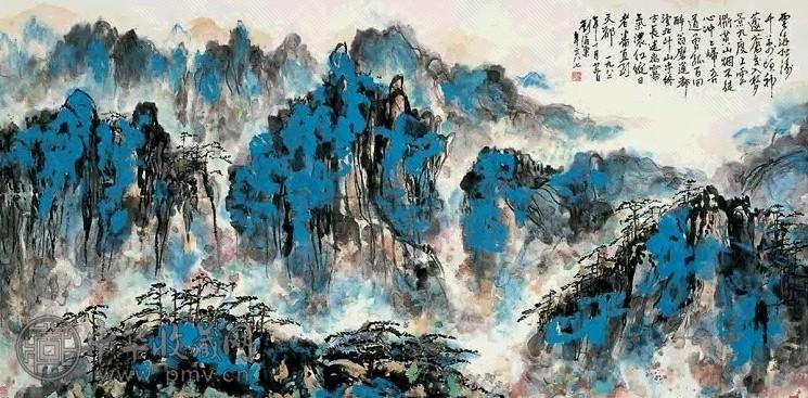 刘海粟 1982年作 泼彩山水 镜心 设色纸本