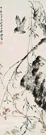 唐云 1947年作 花鸟 立轴 纸本