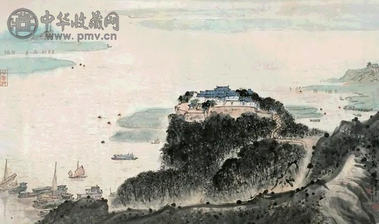 亚明 华拓 1982年作 一望大江开 镜心 设色纸本