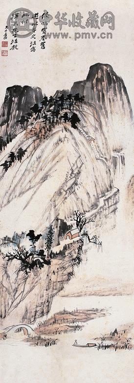 张大千 富春旧游 立轴 设色纸本