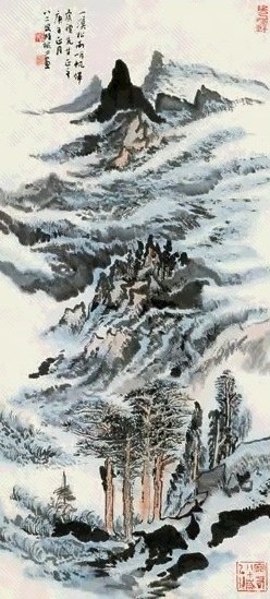 陆俨少 山水 镜心 设色纸本