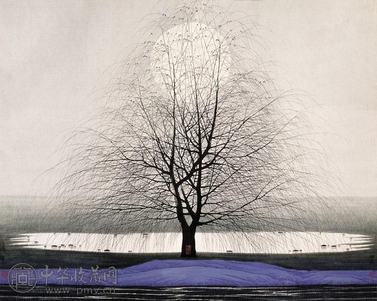 薛亮 静夜 镜心 设色纸本