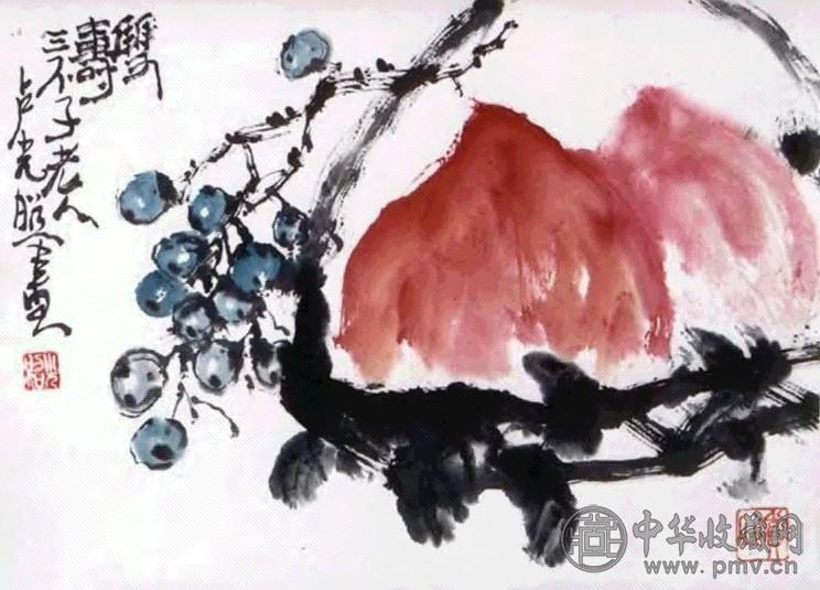 卢光照 双寿图 立轴 设色纸本