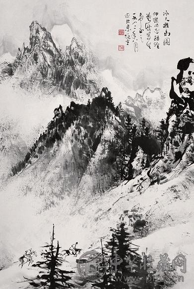 黎雄才 1982年作 冰天跃马图 镜心 水墨纸本