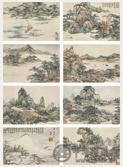 王翚 青绿山水册 册页 八开 设色纸本