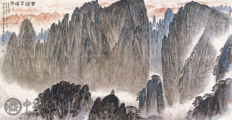 黄养辉 1985年作 云开千峰秀 镜心 设色纸本