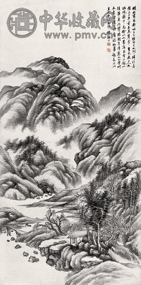 顾麟士 1922年作 水墨山水 立轴 水墨纸本