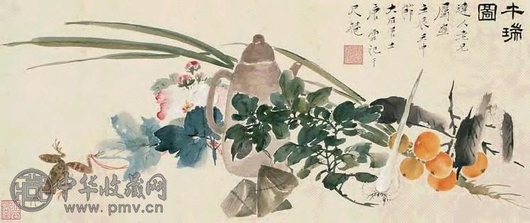 唐云 1952年作 午瑞图 镜心 设色纸本