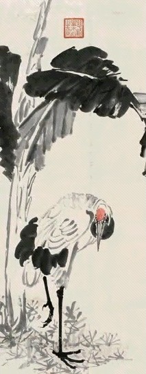 慈禧太后 芭蕉仙鹤 立轴 纸本