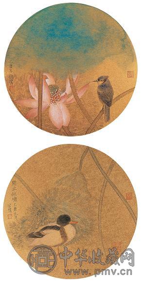 江宏伟 2005年作 荷塘镜片(2帧) 镜心 设色日本纸