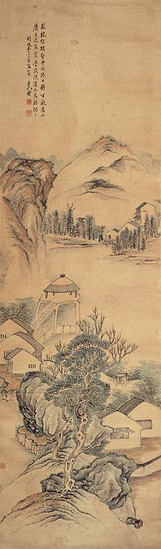 张士保 山水 立轴 设色纸本