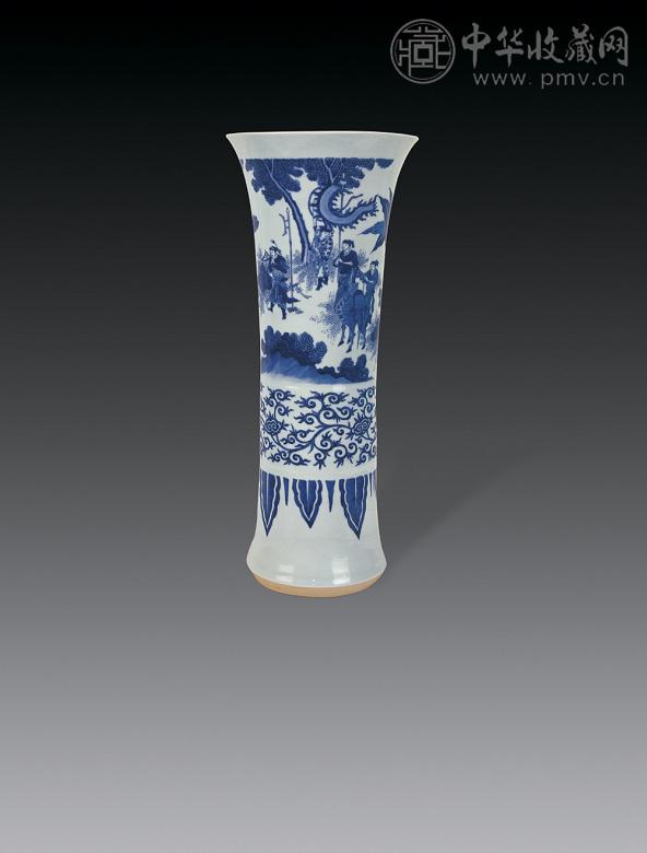 明崇祯 青花人物故事纹花觚