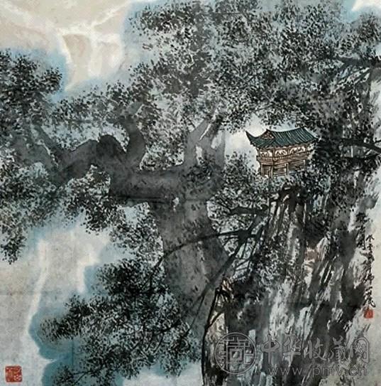 张登堂 听涛图 镜心 设色