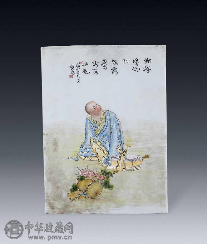 民国 粉彩人物瓷板