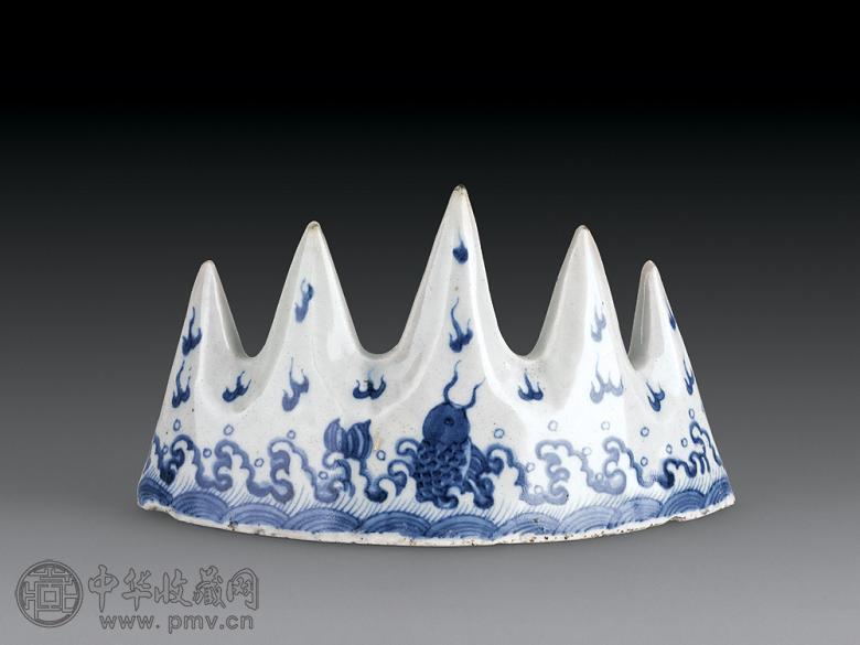 清康熙 青花山形笔架