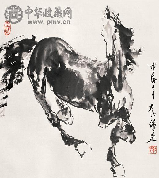 刘勃舒 1988年作 奔马 立轴 水墨纸本