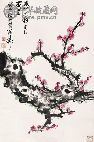 谢稚柳 1983年作 红梅 立轴 设色纸本