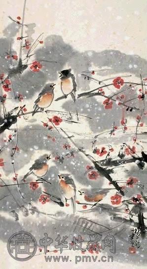 杨正新 梅花小鸟 立轴 设色纸本