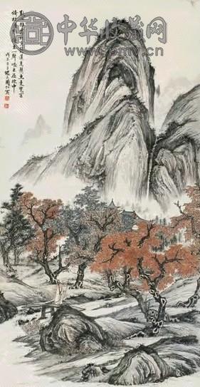 周怀民 倚仗漫行 立轴 设色