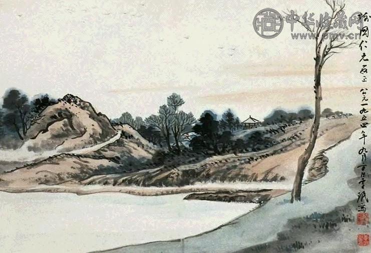 李方白 山水 镜心 设色