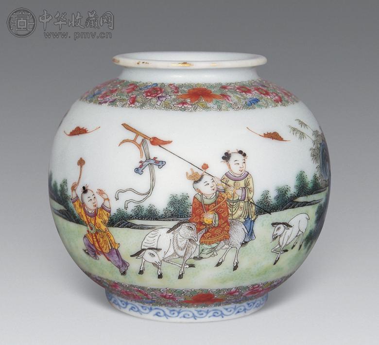 民国 粉彩婴戏水盂