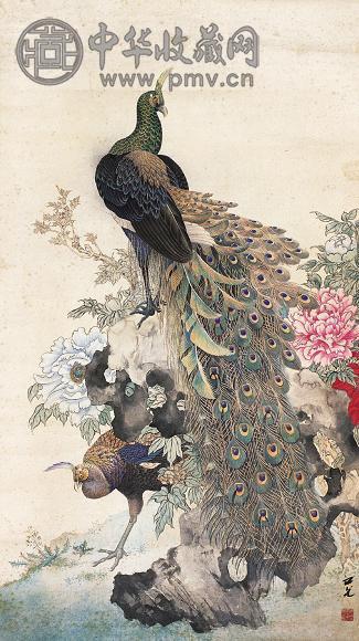 谢之光 孔雀 镜心 设色纸本