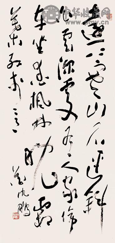 沈鹏 草书杜牧诗 立轴 设色纸本