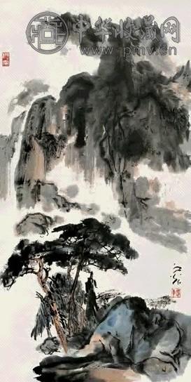 谢之光 山水 立轴 设色纸本