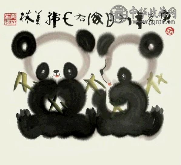 韩美林 2000年作 双熊图 镜心 设色纸本