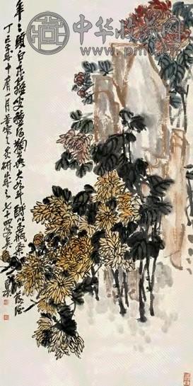 吴昌硕 1917年作 菊石图 镜心 设色纸本